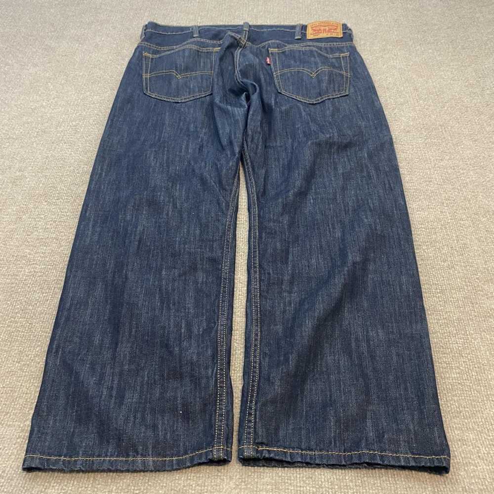 Levis 569 Jeans Mens 38x28 Hemmed Blue Dark Wash Relaxed Straight Baggy Denim‎